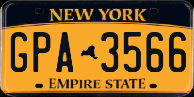 NY license plate GPA3566