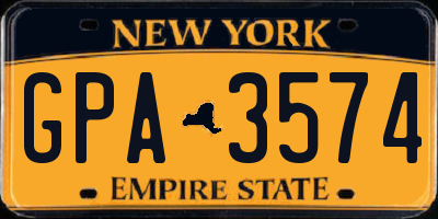NY license plate GPA3574