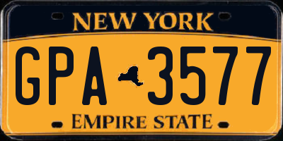 NY license plate GPA3577