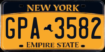 NY license plate GPA3582