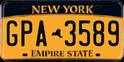NY license plate GPA3589