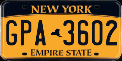NY license plate GPA3602