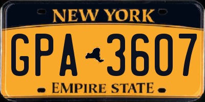 NY license plate GPA3607