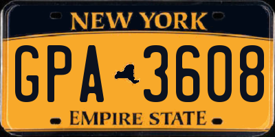 NY license plate GPA3608