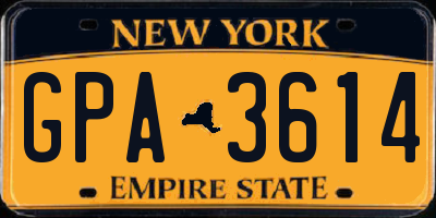 NY license plate GPA3614