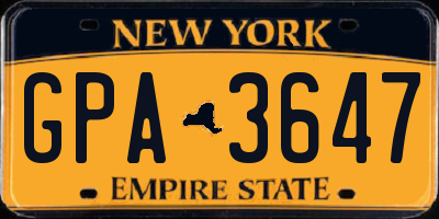 NY license plate GPA3647