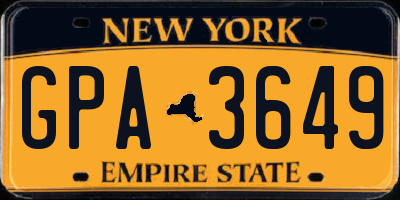NY license plate GPA3649