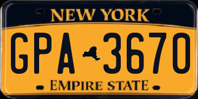 NY license plate GPA3670