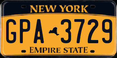 NY license plate GPA3729