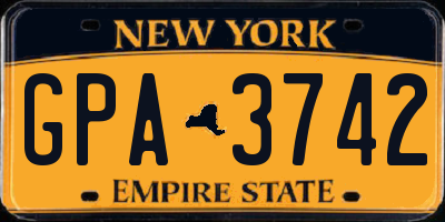 NY license plate GPA3742
