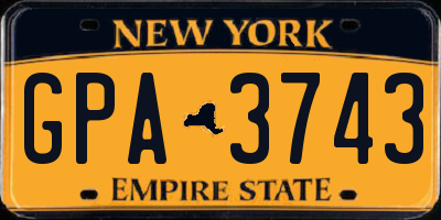 NY license plate GPA3743