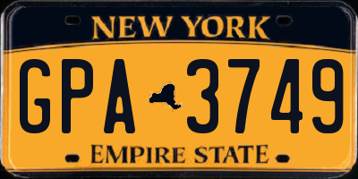 NY license plate GPA3749