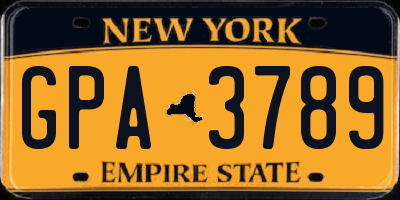 NY license plate GPA3789