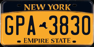 NY license plate GPA3830