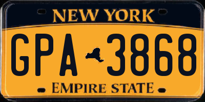 NY license plate GPA3868
