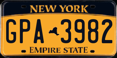 NY license plate GPA3982