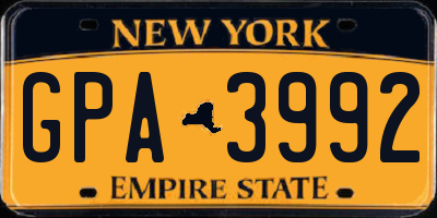 NY license plate GPA3992