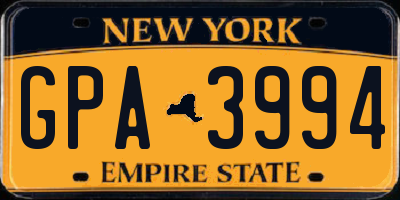 NY license plate GPA3994