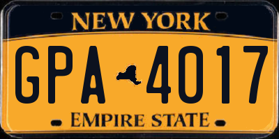 NY license plate GPA4017