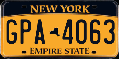 NY license plate GPA4063