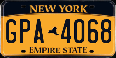 NY license plate GPA4068
