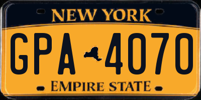 NY license plate GPA4070