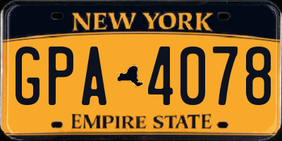 NY license plate GPA4078