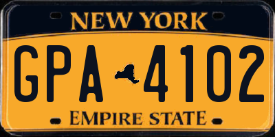 NY license plate GPA4102