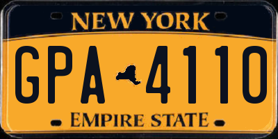NY license plate GPA4110