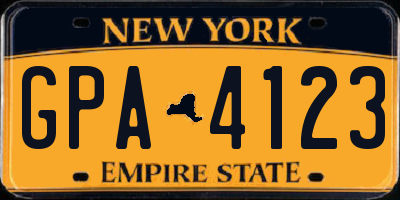 NY license plate GPA4123