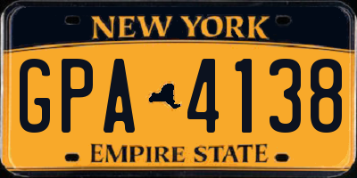 NY license plate GPA4138