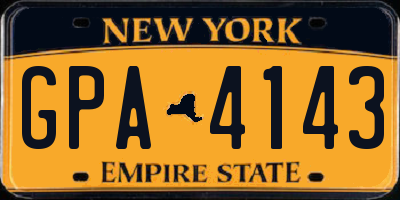 NY license plate GPA4143