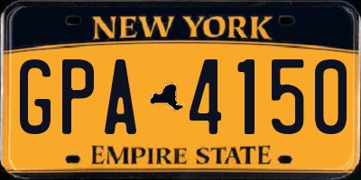 NY license plate GPA4150