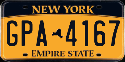 NY license plate GPA4167
