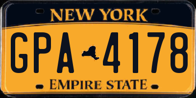 NY license plate GPA4178