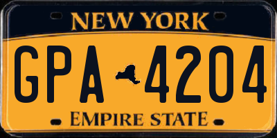 NY license plate GPA4204