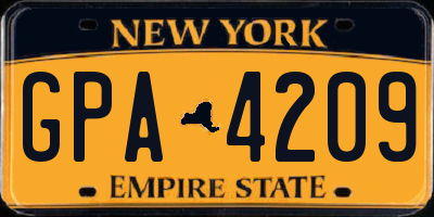 NY license plate GPA4209