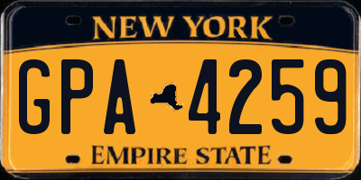 NY license plate GPA4259