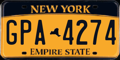 NY license plate GPA4274