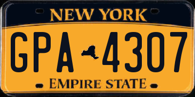 NY license plate GPA4307