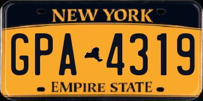 NY license plate GPA4319