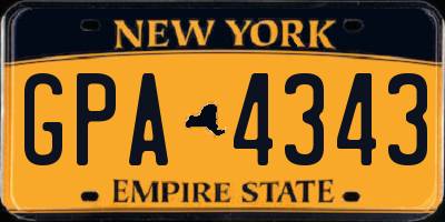 NY license plate GPA4343