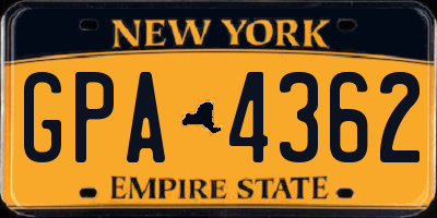 NY license plate GPA4362