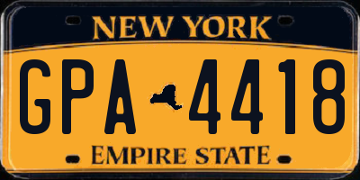 NY license plate GPA4418