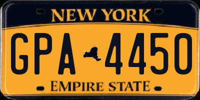 NY license plate GPA4450