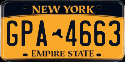 NY license plate GPA4663