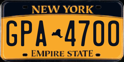 NY license plate GPA4700