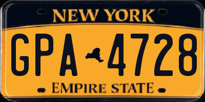 NY license plate GPA4728