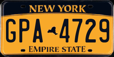 NY license plate GPA4729