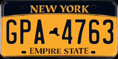 NY license plate GPA4763